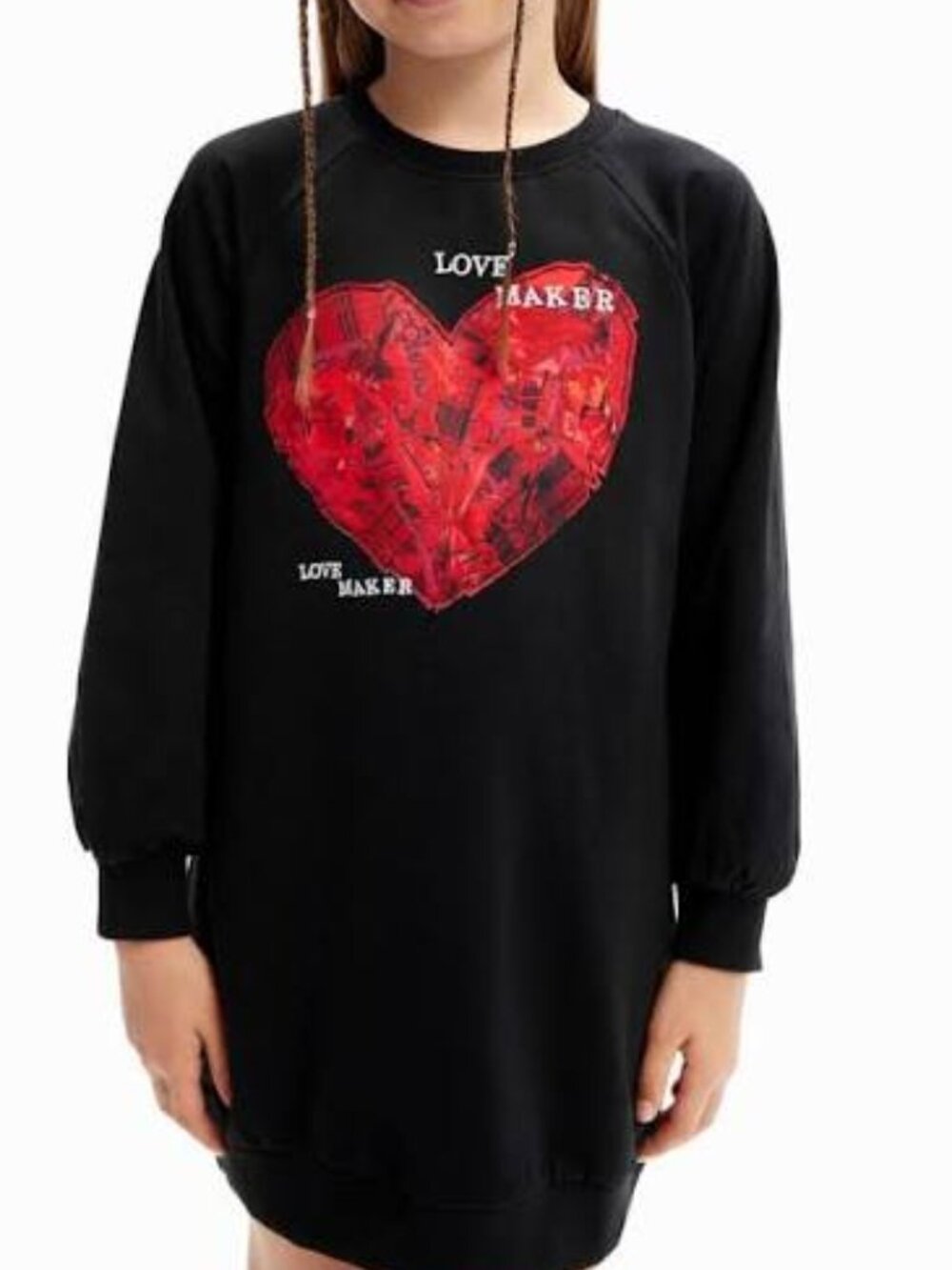 NWT Desigual Girl's Heart Sweatshirt Dress Size 9-10